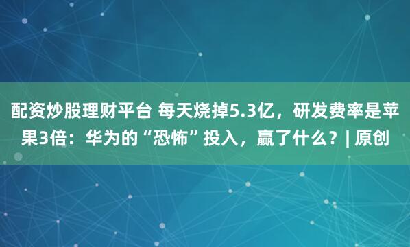 配资炒股理财平台 每天烧掉5.3亿，研发费率是苹果3倍：华为的“恐怖”投入，赢了什么？| 原创